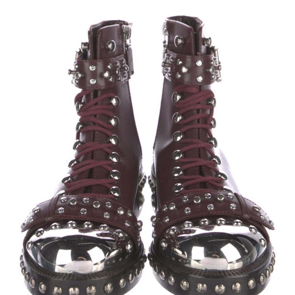 Alexander McQueen Purple Silver Combat Boots